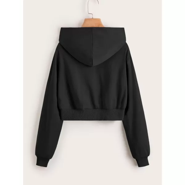 WDIRARA Girl's Zip Front Hoodie Pocket Casual Long Sleeve Sweatshirt Tops