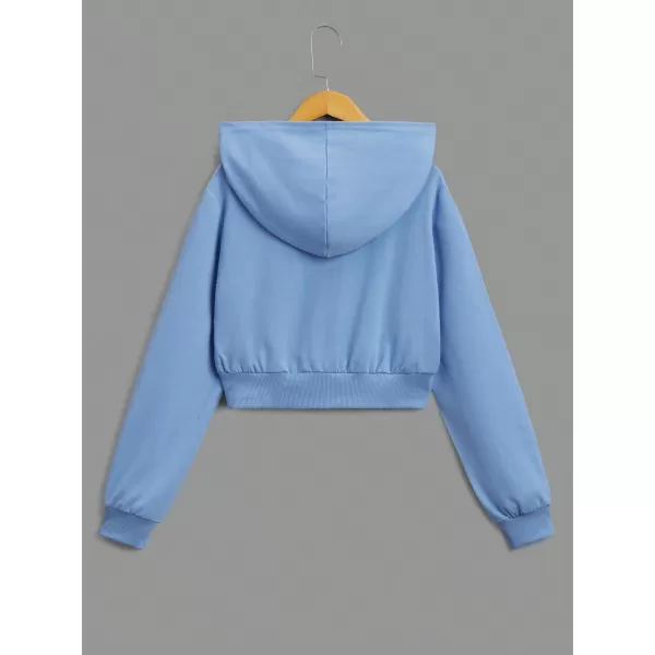 WDIRARA Girl's Zip Front Hoodie Pocket Casual Long Sleeve Sweatshirt Tops