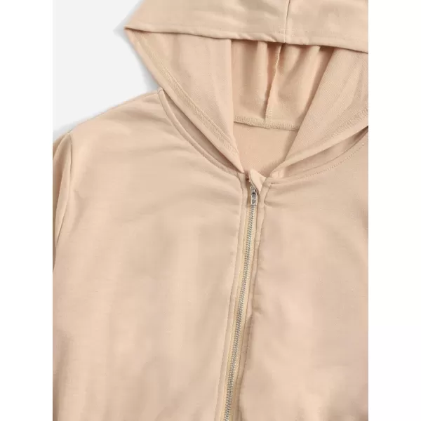WDIRARA Girl's Zip Front Hoodie Pocket Casual Long Sleeve Sweatshirt Tops