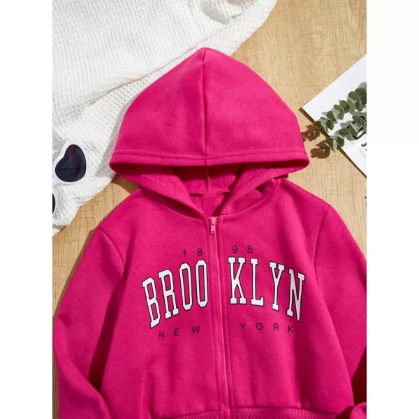 WDIRARA Girl's Zip Front Hoodie Pocket Casual Long Sleeve Sweatshirt Tops
