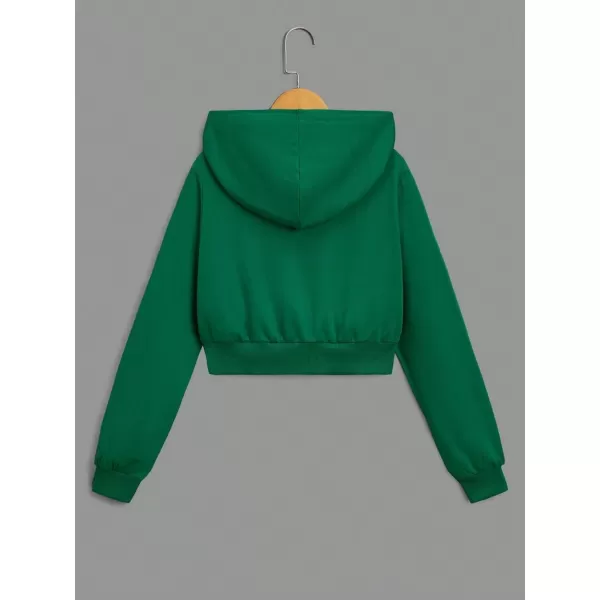 WDIRARA Girl's Zip Front Hoodie Pocket Casual Long Sleeve Sweatshirt Tops