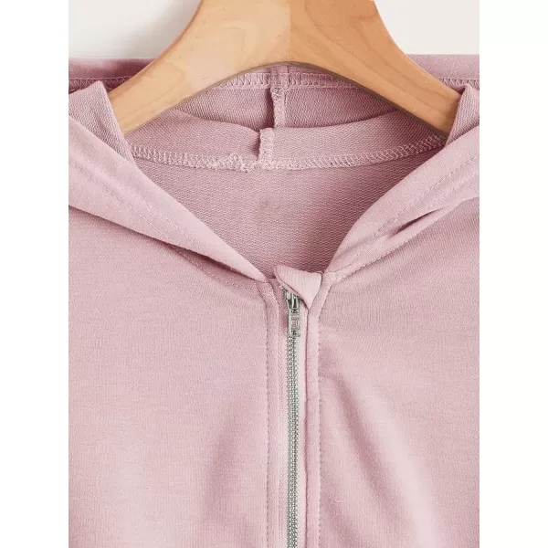 WDIRARA Girl's Zip Front Hoodie Pocket Casual Long Sleeve Sweatshirt Tops