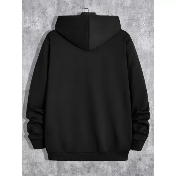 WDIRARA Men's Bear Print Drawstring Hoodie Reflective Drop Shoulder Long Sleeve Pullover Hooded Sweatshirts
