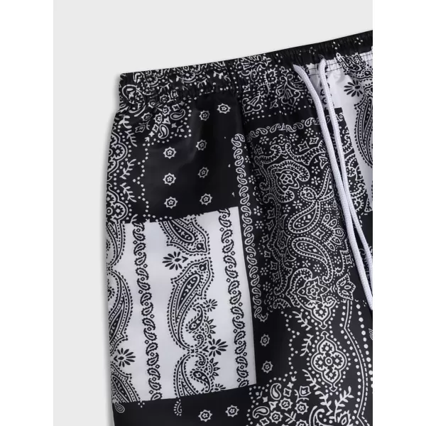 WDIRARA Men's Boho Paisley Print Drawstring Waist Shorts Summer Shorts
