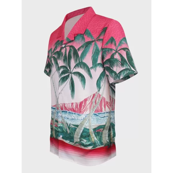 WDIRARA Men's Button Up Short Sleeve Cat Print Beachwear Striped Pocket Hawaiian Shirt Casual Collar Top