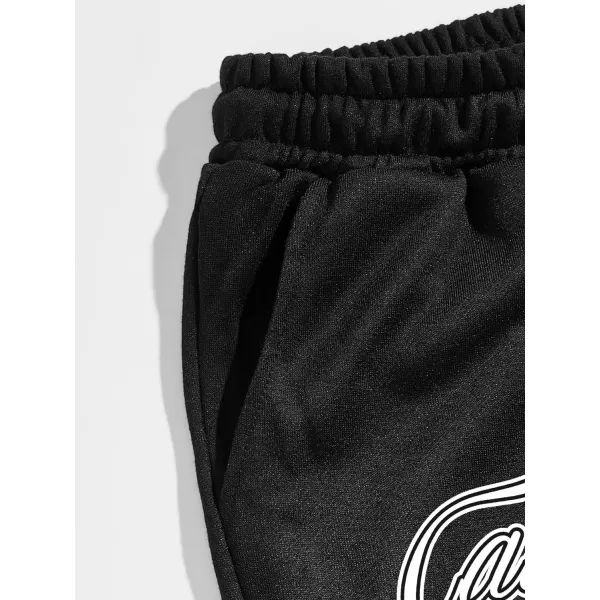 WDIRARA Men's Cartoon Bear Print Drawstring Waist Sweatpants with Pocket