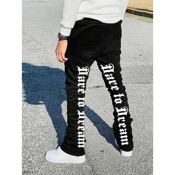 WDIRARA Men's Cartoon Bear Print Drawstring Waist Sweatpants with Pocket