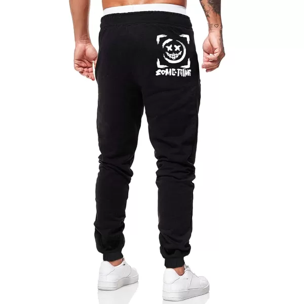 WDIRARA Men's Cartoon Bear Print Drawstring Waist Sweatpants with Pocket