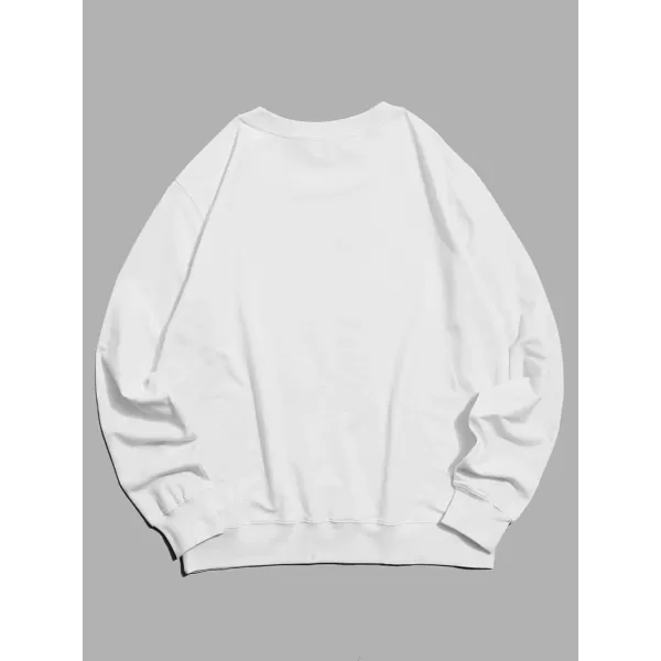 WDIRARA Men's Cartoon Dinosaur Graphic Print Long Sleeve Round Neck Sweatshirt
