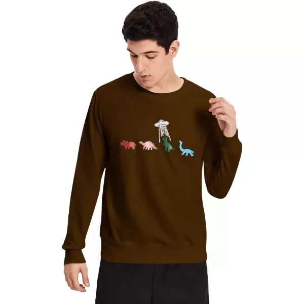 WDIRARA Men's Cartoon Dinosaur Graphic Print Long Sleeve Round Neck Sweatshirt