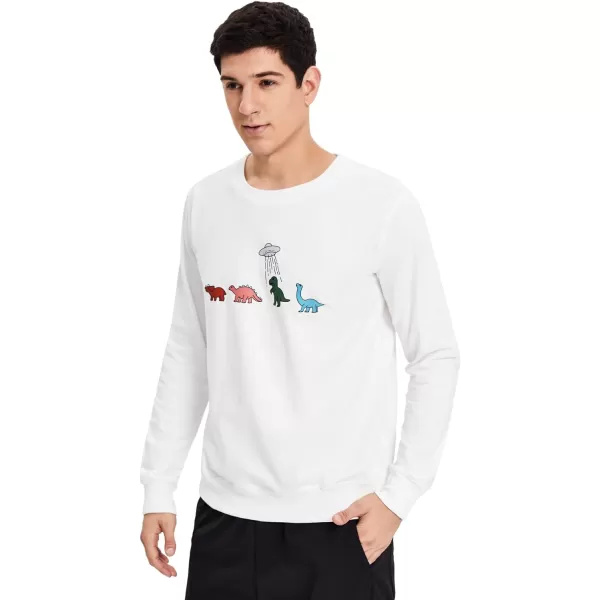 WDIRARA Men's Cartoon Dinosaur Graphic Print Long Sleeve Round Neck Sweatshirt