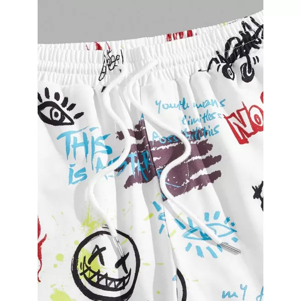 WDIRARA Men's Cartoon Graphic Print Drawstring Waist Streetwear Sweatpants Joggers with Pocket