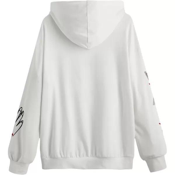WDIRARA Men's Cartoon Letter Graphic Drawstring Hoodie Long Sleeve Pocket Sweatshirts