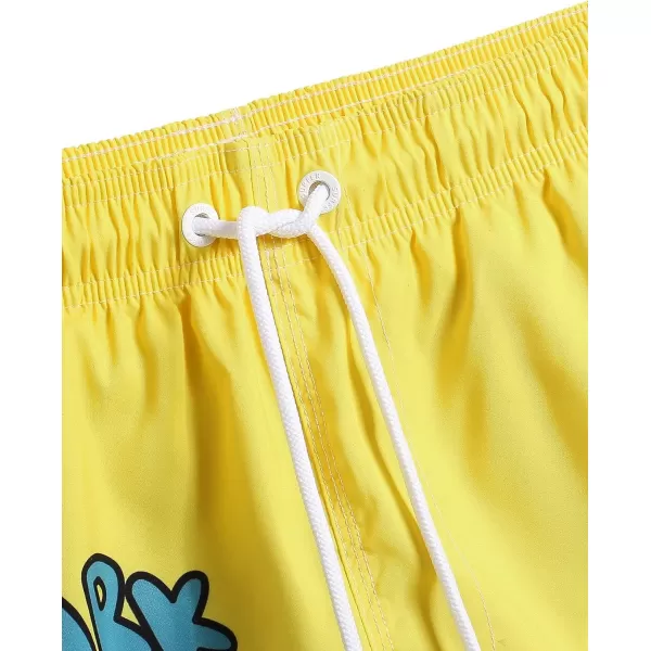WDIRARA Men's Cartoon Letter Print Swim Trunks Slant Pocket Drawstring Waist Track Shorts