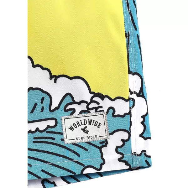 WDIRARA Men's Cartoon Letter Print Swim Trunks Slant Pocket Drawstring Waist Track Shorts