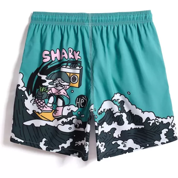 WDIRARA Men's Cartoon Letter Print Swim Trunks Slant Pocket Drawstring Waist Track Shorts