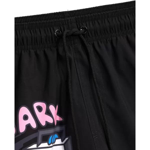 WDIRARA Men's Cartoon Letter Print Swim Trunks Slant Pocket Drawstring Waist Track Shorts