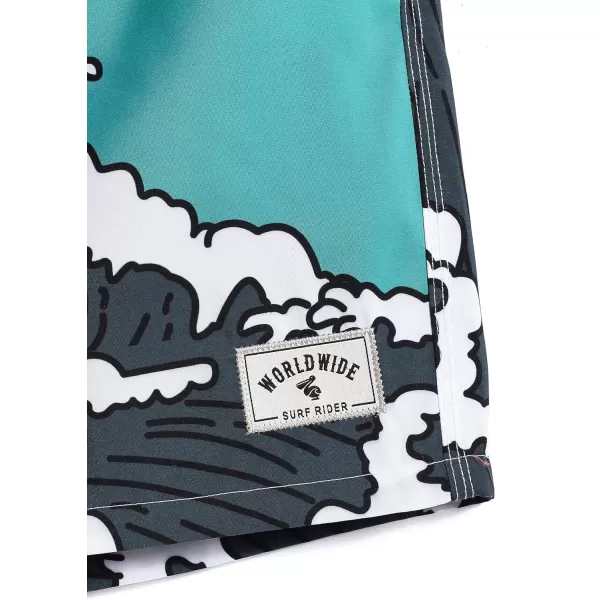 WDIRARA Men's Cartoon Letter Print Swim Trunks Slant Pocket Drawstring Waist Track Shorts