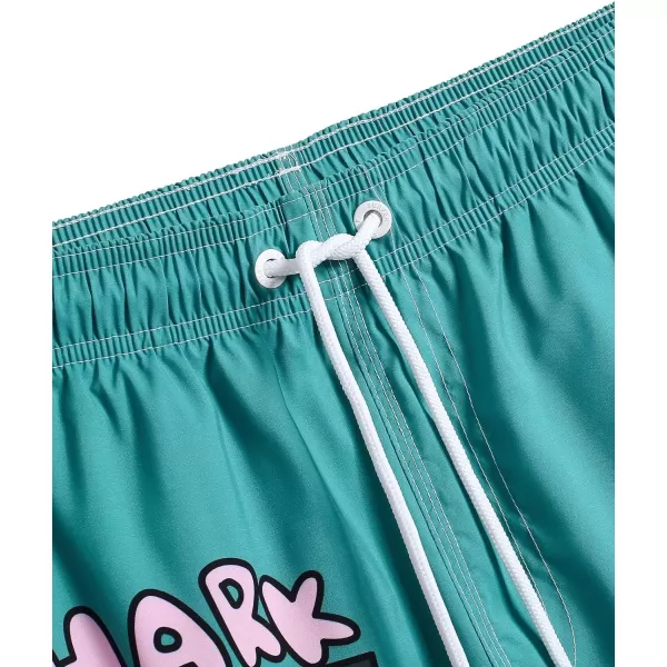 WDIRARA Men's Cartoon Letter Print Swim Trunks Slant Pocket Drawstring Waist Track Shorts