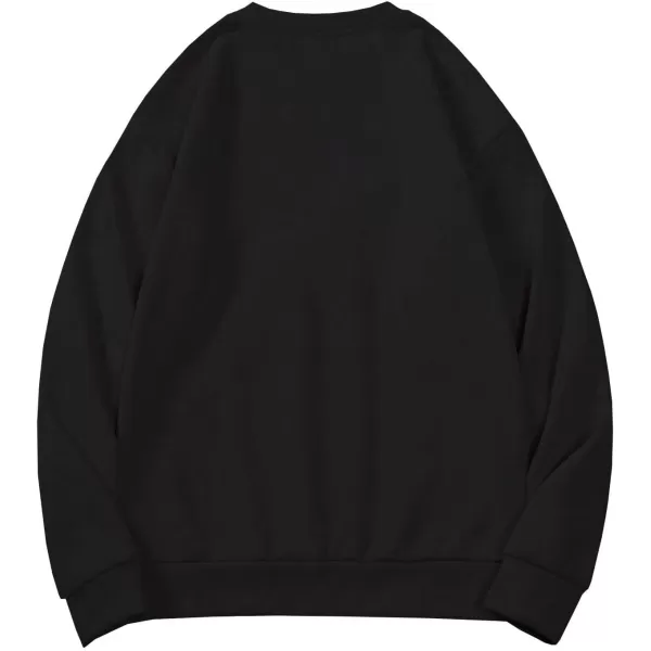 WDIRARA Men's Casual Letter Graphic Print Long Sleeve Crewneck Sweatshirt Tops
