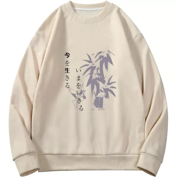 WDIRARA Men's Casual Letter Graphic Print Long Sleeve Crewneck Sweatshirt Tops