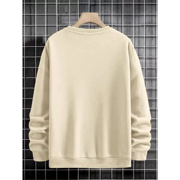 WDIRARA Men's Casual Letter Graphic Print Long Sleeve Crewneck Sweatshirt Tops