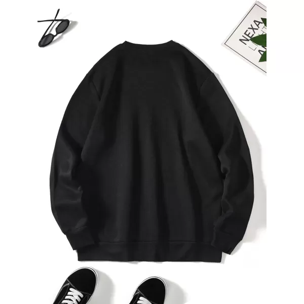 WDIRARA Men's Casual Letter Graphic Print Long Sleeve Crewneck Sweatshirt Tops