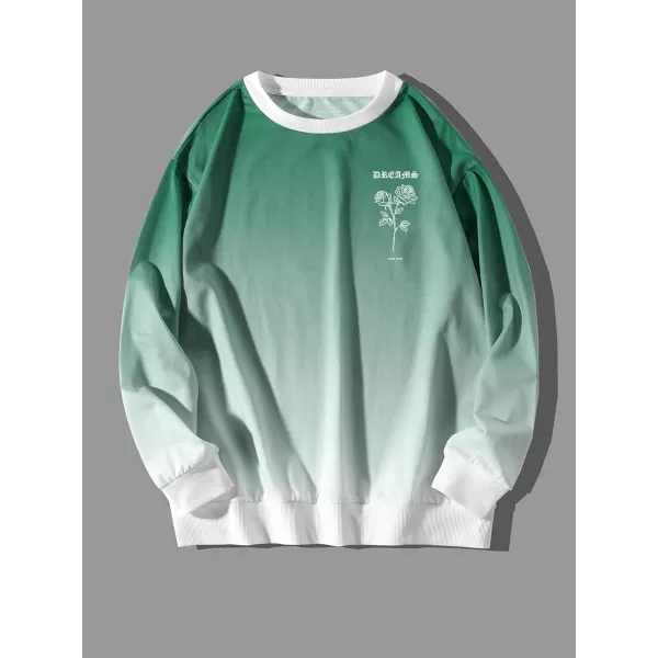 WDIRARA Men's Casual Letter Graphic Print Long Sleeve Crewneck Sweatshirt Tops