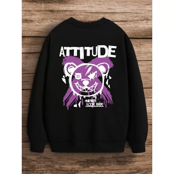 WDIRARA Men's Casual Letter Graphic Print Long Sleeve Crewneck Sweatshirt Tops