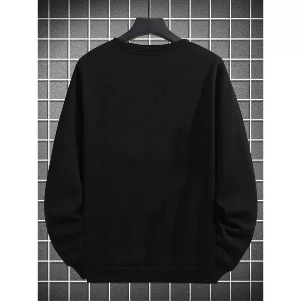 WDIRARA Men's Casual Letter Graphic Print Long Sleeve Crewneck Sweatshirt Tops