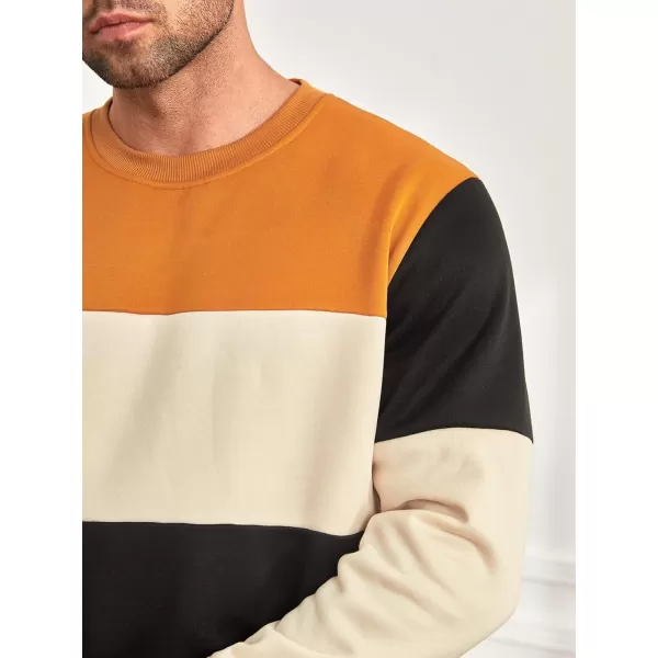 WDIRARA Men's Color Block Long Sleeve Crewneck Sweatshirt Pullover Casual Top