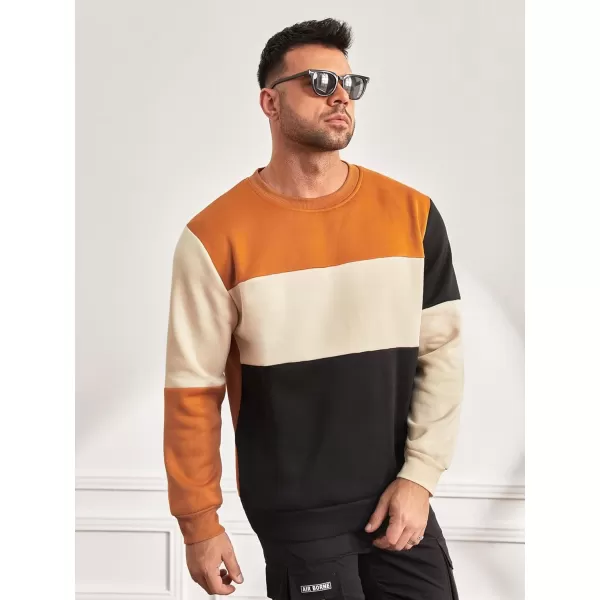 WDIRARA Men's Color Block Long Sleeve Crewneck Sweatshirt Pullover Casual Top