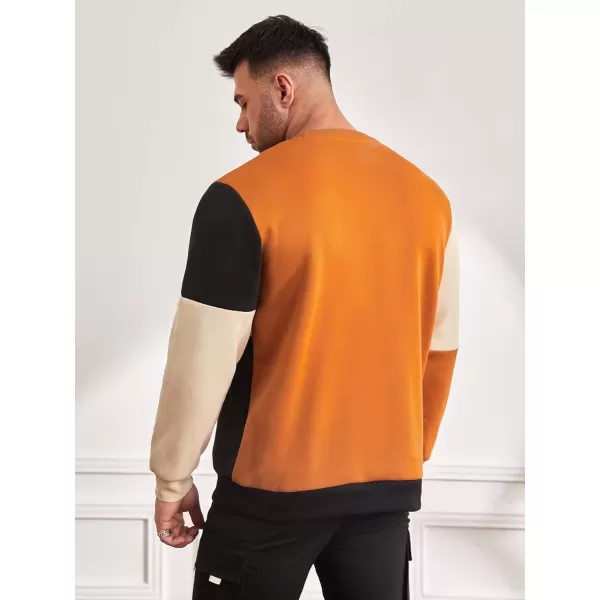 WDIRARA Men's Color Block Long Sleeve Crewneck Sweatshirt Pullover Casual Top