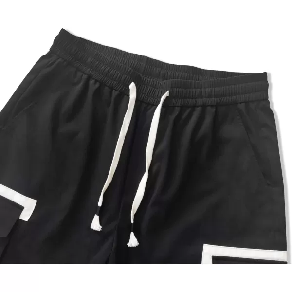 WDIRARA Men's Colorblock Cargo Pants Drawstring Waist Active Sporty Pants with Pockets
