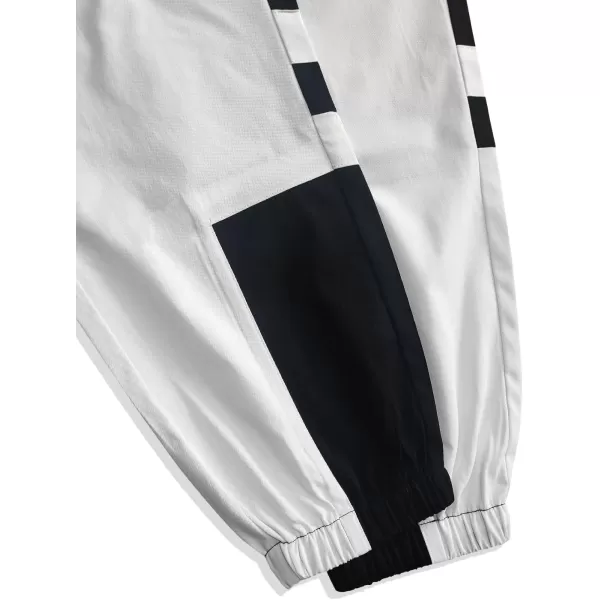 WDIRARA Men's Colorblock Cargo Pants Drawstring Waist Active Sporty Pants with Pockets