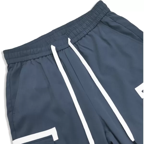WDIRARA Men's Colorblock Cargo Pants Drawstring Waist Active Sporty Pants with Pockets