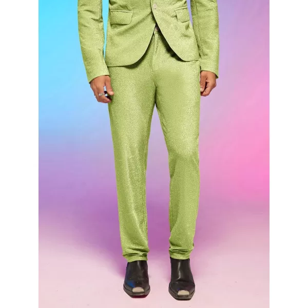 WDIRARA Men's Contrast Sequin Carrot Pants Elastic Waist Skinny Straight Leg Pants