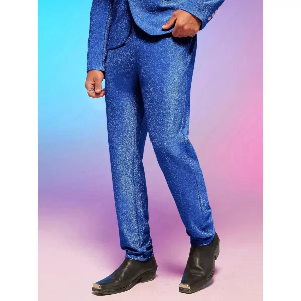 WDIRARA Men's Contrast Sequin Carrot Pants Elastic Waist Skinny Straight Leg Pants