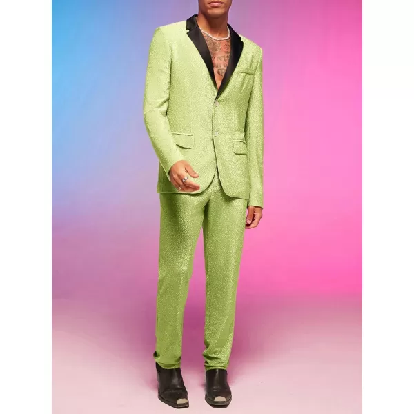 WDIRARA Men's Contrast Sequin Carrot Pants Elastic Waist Skinny Straight Leg Pants