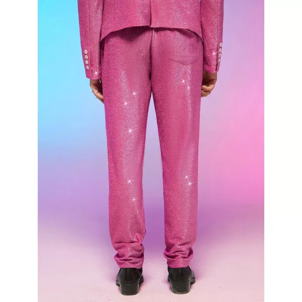 WDIRARA Men's Contrast Sequin Carrot Pants Elastic Waist Skinny Straight Leg Pants