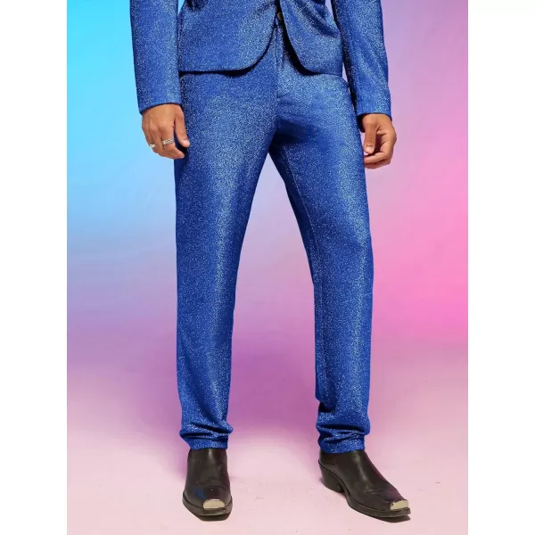 WDIRARA Men's Contrast Sequin Carrot Pants Elastic Waist Skinny Straight Leg Pants
