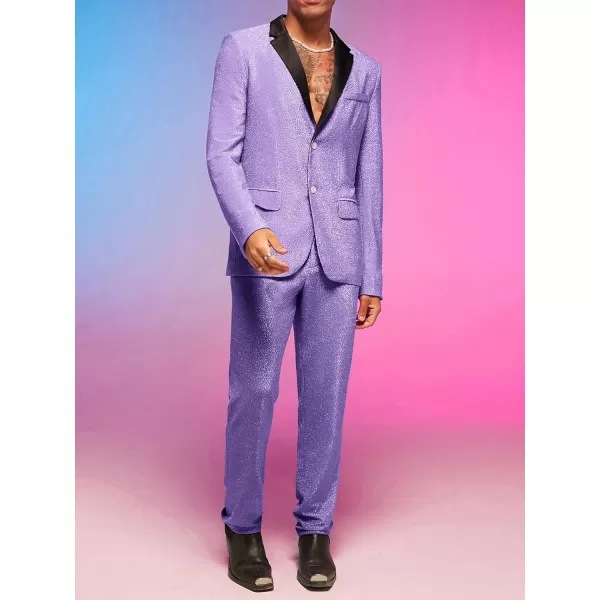 WDIRARA Men's Contrast Sequin Carrot Pants Elastic Waist Skinny Straight Leg Pants