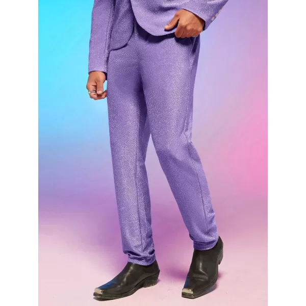 WDIRARA Men's Contrast Sequin Carrot Pants Elastic Waist Skinny Straight Leg Pants