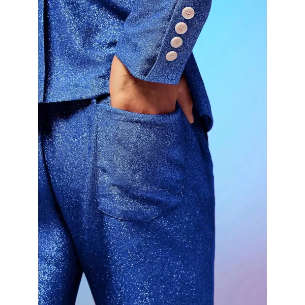 WDIRARA Men's Contrast Sequin Carrot Pants Elastic Waist Skinny Straight Leg Pants