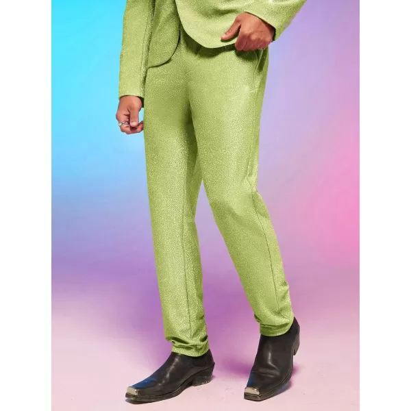 WDIRARA Men's Contrast Sequin Carrot Pants Elastic Waist Skinny Straight Leg Pants