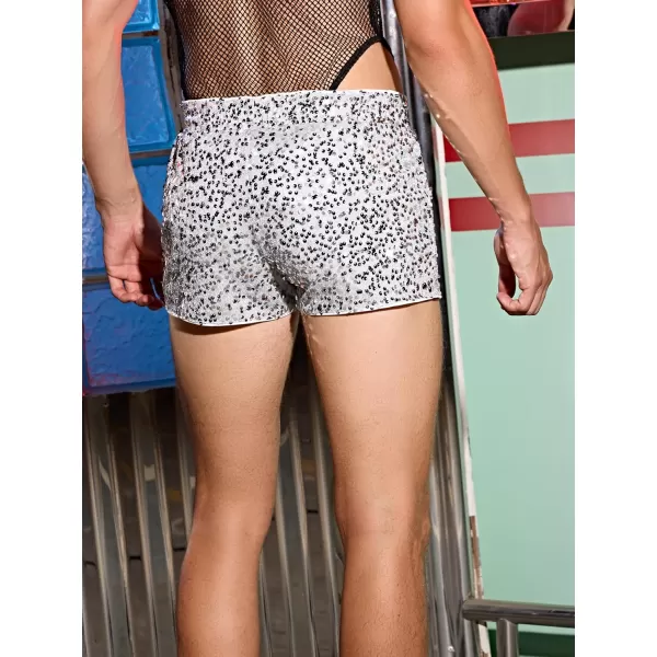 WDIRARA Men's Contrast Sequin Elastic Waist Track Shorts Natural Waist Straight Leg Shorts