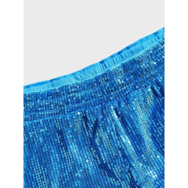 WDIRARA Men's Contrast Sequin Elastic Waist Track Shorts Natural Waist Straight Leg Shorts