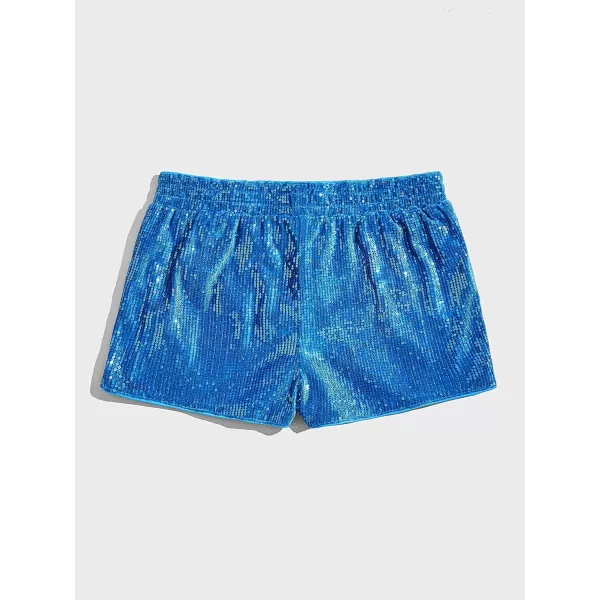 WDIRARA Men's Contrast Sequin Elastic Waist Track Shorts Natural Waist Straight Leg Shorts