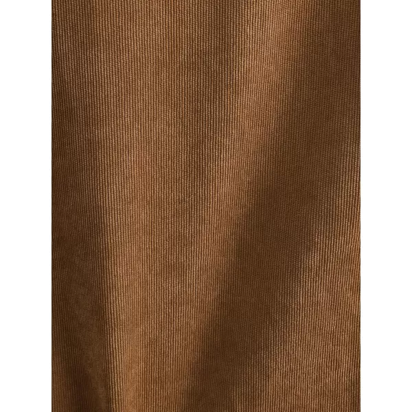 WDIRARA Men's Corduroy Button Down Long Sleeve Colorblock Shirt Collar Tops