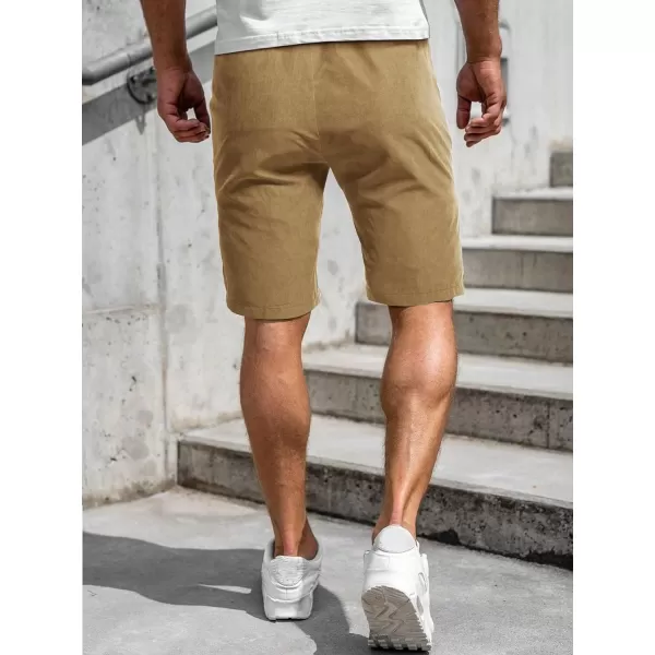 WDIRARA Men's Drawstring Elastic Waist Casual Bermuda Shorts with Pockets